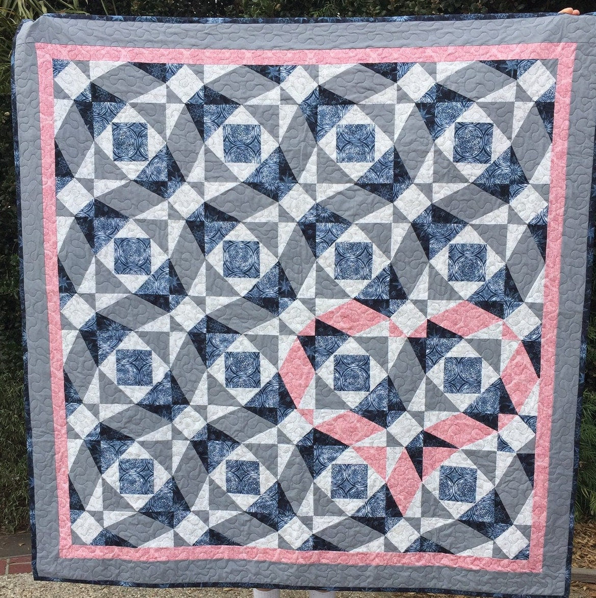 Pink and white top quilt hand made