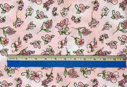 Pink Floral Yardage on Pink Background by Loralie Designs