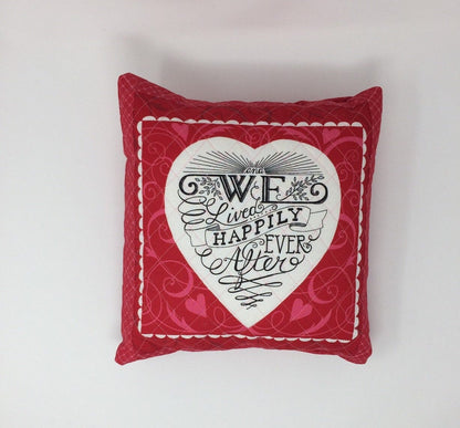 Heart Pillow Cover, Throw Pillow, Love, Decoration, Quilt, Valentines Day, 12" x 12", Red, Pink, Handmade