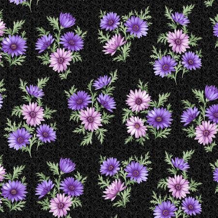 Floral Fabric Squares, Charm Pack, Miss Marguerite, Pink, Purple, Blue, Green, Benartex, 5 inch squares