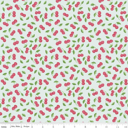 Floral Fabric Squares, Strawberries, Cherries, Gingham, Pink, Blue, Green, 5 inch, 42 Squares Total, Riley Blake