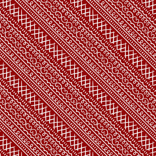 Christmas fabric yardage, Baking Up Joy, Red Icing Stripe, Red, White, Wilmington Prints