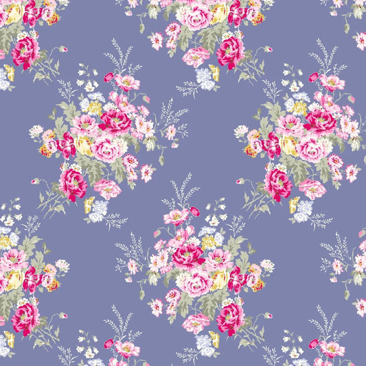 Blue pink floral yardage, Amelie, Tanya Whelan