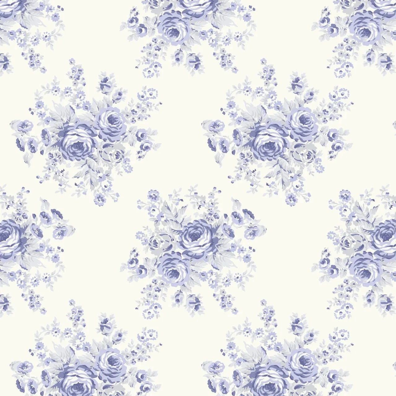 Blue White Floral yardage, Amelie, Tanya Whelan