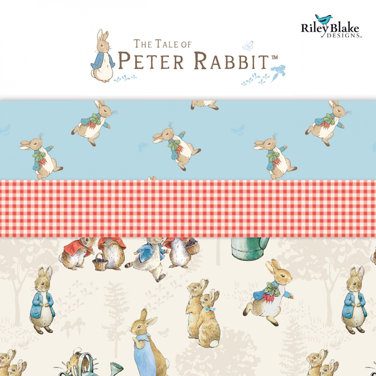 Peter Rabbit Fabric Squares, 5 inch Stacker, Charm Pack, Riley Blake