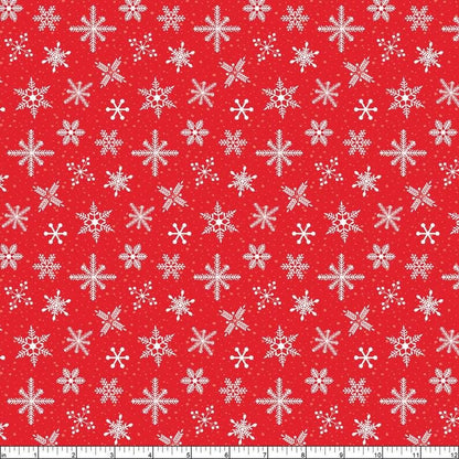 Christmas Fabric, Red Snowflakes, Prairie Christmas, Red, White, Poppie Cotton, Cotton Yardage, PC24351