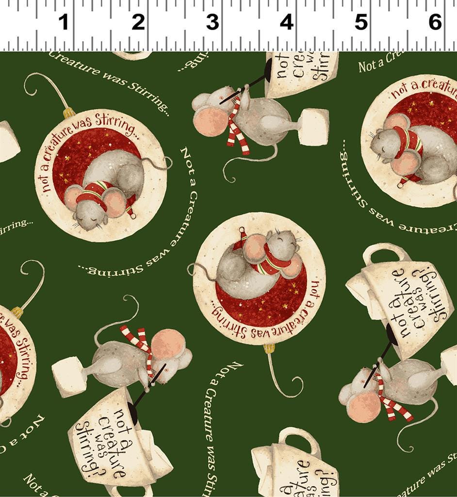 Christmas fabric yardage, Forest Mice Christmas, Gingerbread Christmas, Green, Red, Clothworks