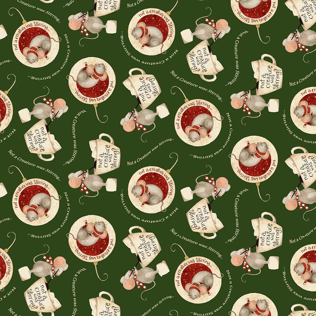 Christmas fabric yardage, Forest Mice Christmas, Gingerbread Christmas, Green, Red, Clothworks