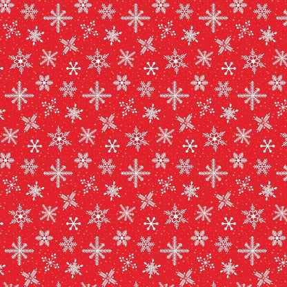 Christmas Fabric, Red Snowflakes, Prairie Christmas, Red, White, Poppie Cotton, Cotton Yardage, PC24351