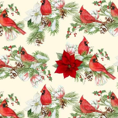 Christmas Cardinal Fabric Squares, Cardinal Cozy, Wilmington Prints, 5 inches, 42 squares