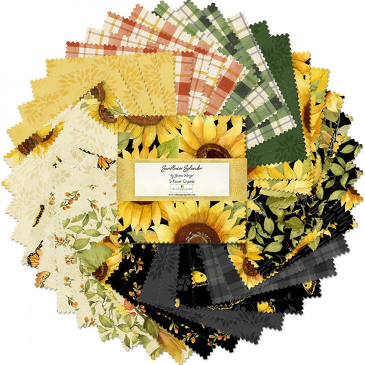 Fall Fabric Squares, Sunflower Splendor, yellow, , Wilmington Prints, 5 inches, 42 squares