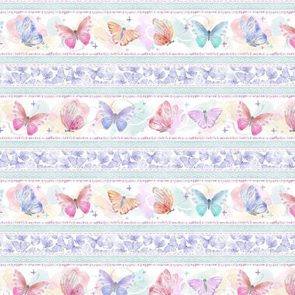 Butterfly Winged Whisper Border Stripe Yardage, Wilmington Prints