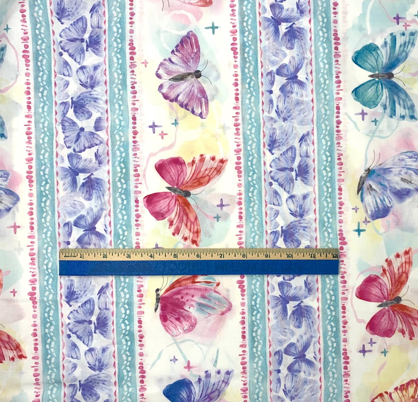 Butterfly Winged Whisper Border Stripe Yardage, Wilmington Prints