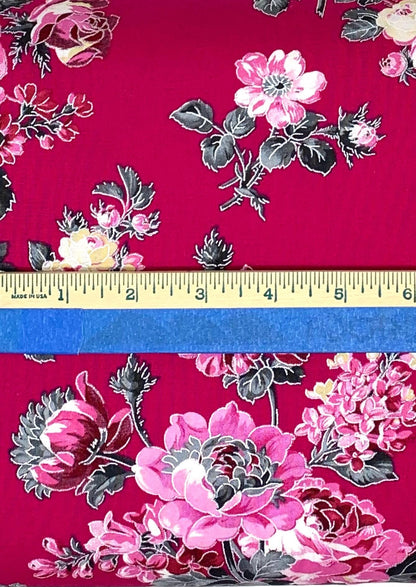 Pink Floral Yardage, Rose Grandiflora, Promise Me, Pearl Essence, Benartex