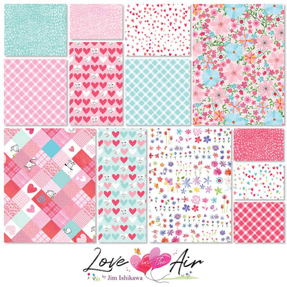 Pink Red Fabric Squares, 5 inch Stacker, Charm Pack, Valentines Day, Love is in the Air, Clothworks, Jim Ishikawa