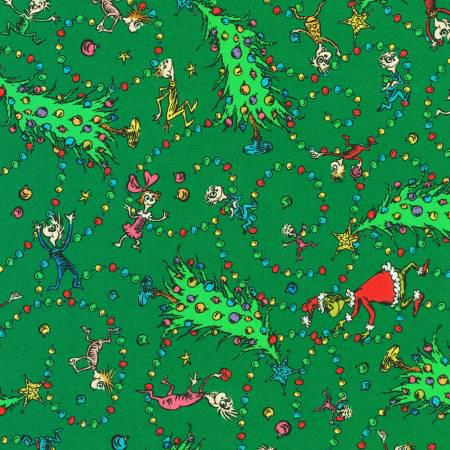 Christmas Trees Pine, Grinch yardage, Green, Robert Kaufman