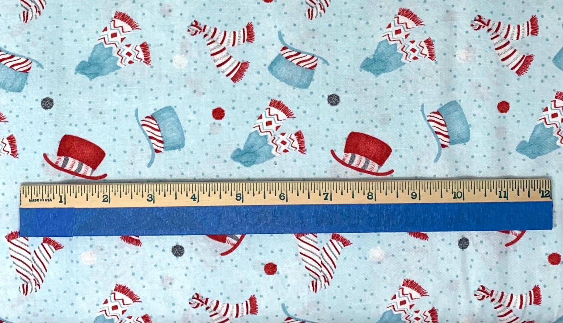 Christmas Winter fabric yardage, Frosty Merry-Mints, Teal Blue Hats and Scarves, Blue and Red, Wilmington Prints