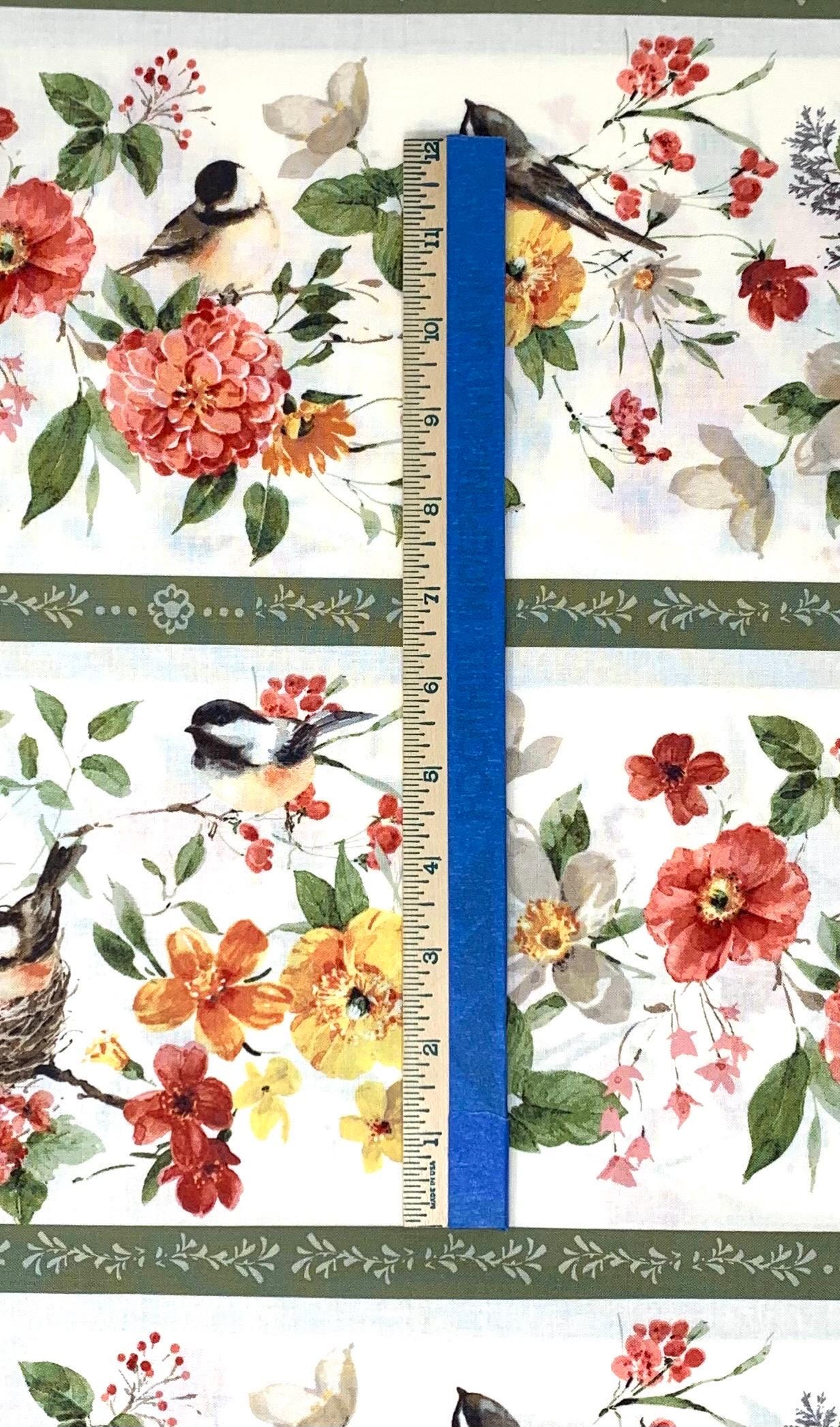 Blessed by Nature Multi Repeating Stripe, Flowers, Florals, Birds, Lisa Audit, Wilmington Prints