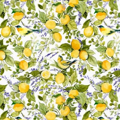 Summer Fabric Squares, Lavender Lemonade, yellow, purple, lemons, Wilmington Prints, 5 inches, 42 squares