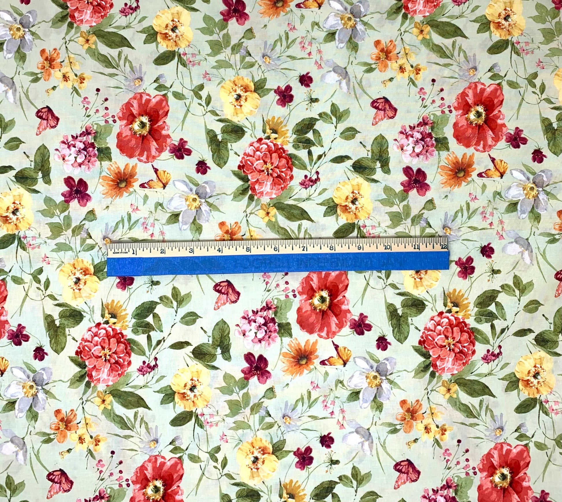 Green Floral yardage, Blessed by Nature, Green Medium Florals, Lisa Audit, Wilmington Prints