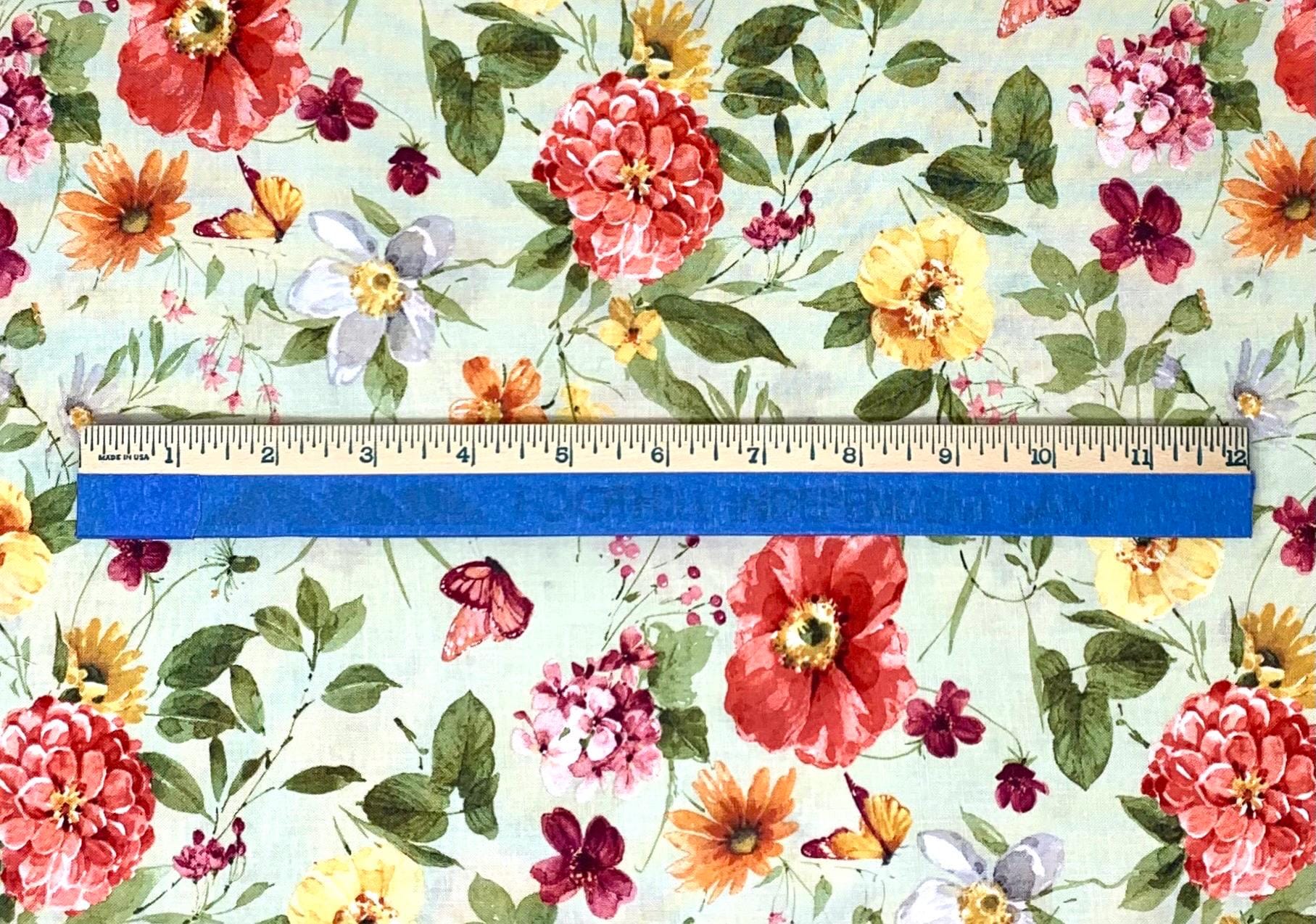 Green Floral yardage, Blessed by Nature, Green Medium Florals, Lisa Audit, Wilmington Prints