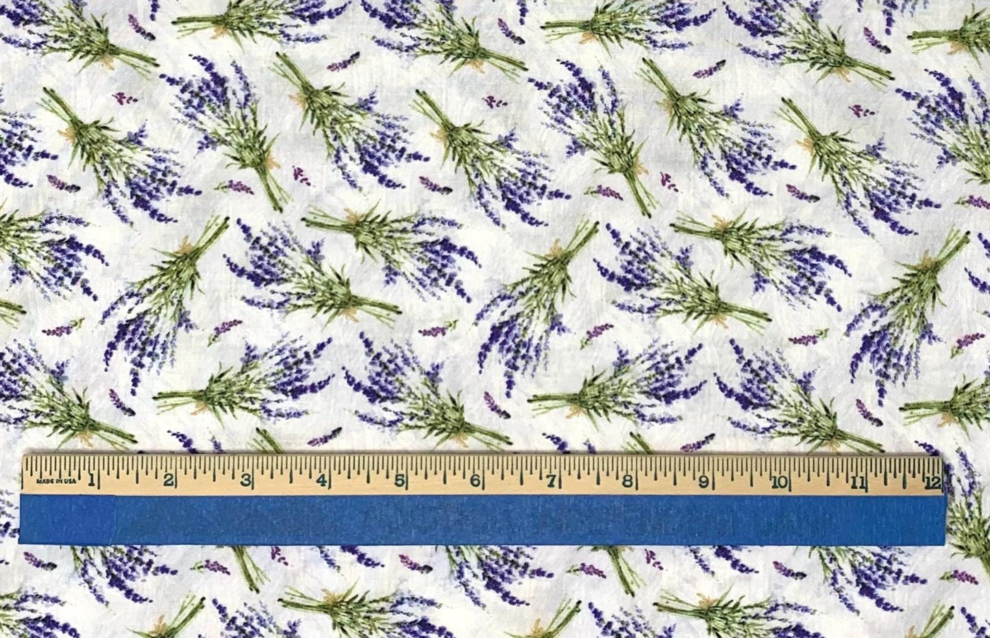 Lavender Floral Fabric Yardage, Purple, Green, Tossed Lavender, Wilmington Prints