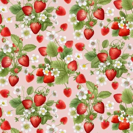 Strawberry yardage, Pink Strawberry Bouquet, Berry Sweet, Botanicals, Timeless Treasres