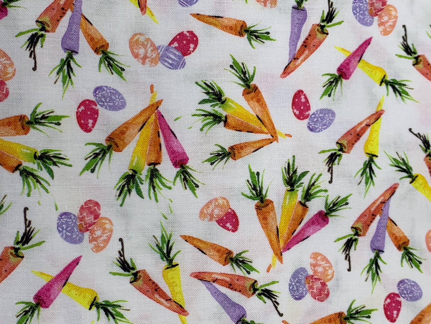 Easter Eggs Carrots Yardage, Carrot Toss, Hoppy Easter, Green, Cotton Fabric Yardage