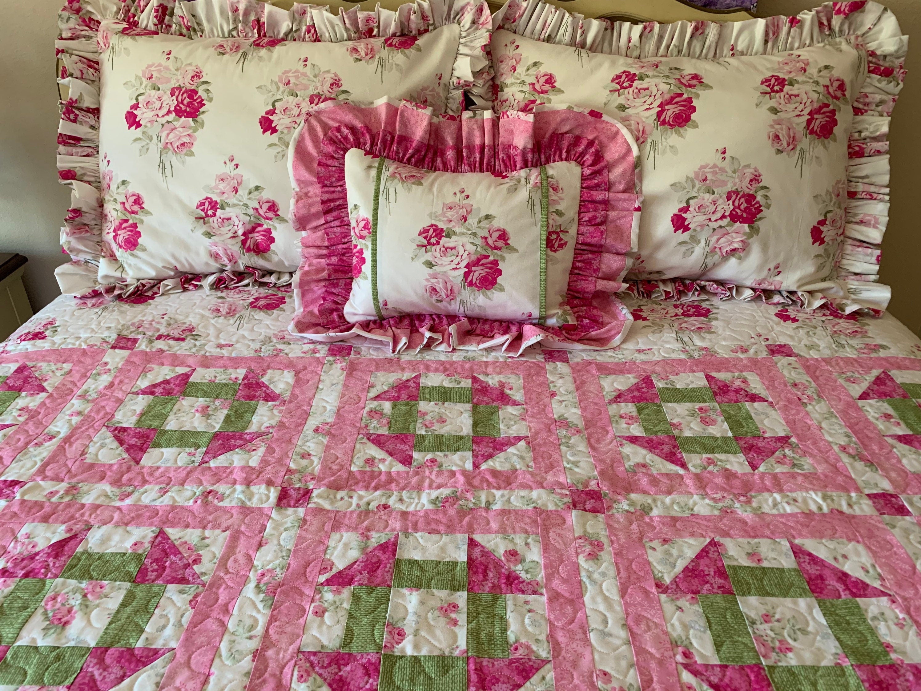 Pink quilted pillow clearance shams