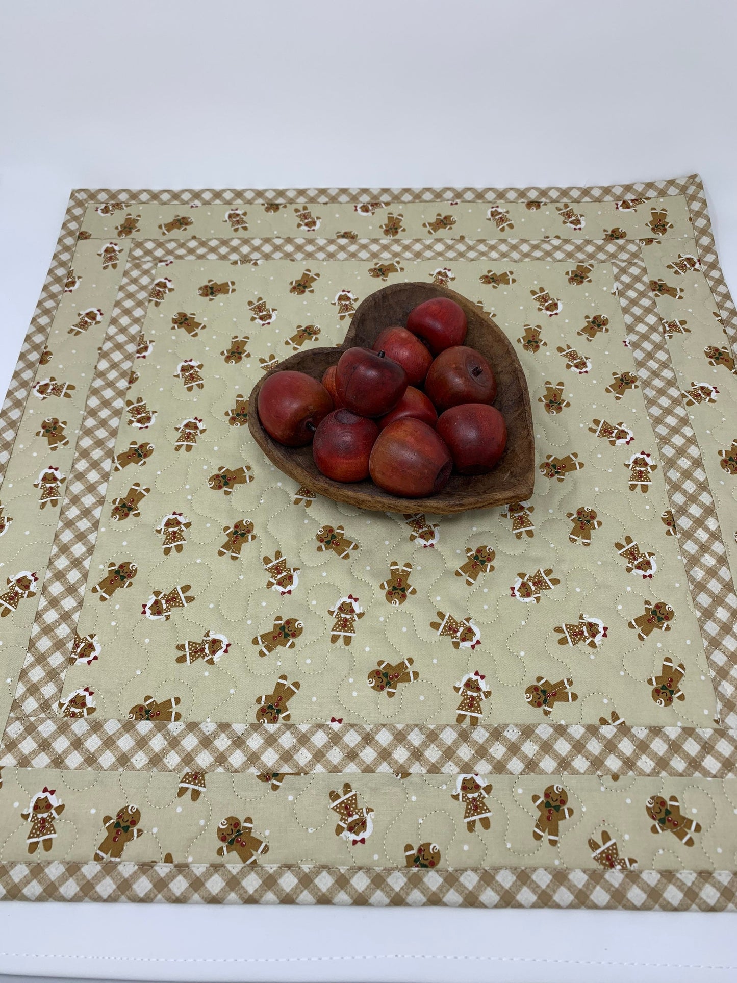 Christmas Table Runner, Table Topper Quilt, Gingerbread Man, Handmade