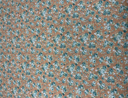 Ruru Bouquet Sweet Rose 1, Dusty Pink, Blue, Quilt Gate, Yardage, Small Rose Toss