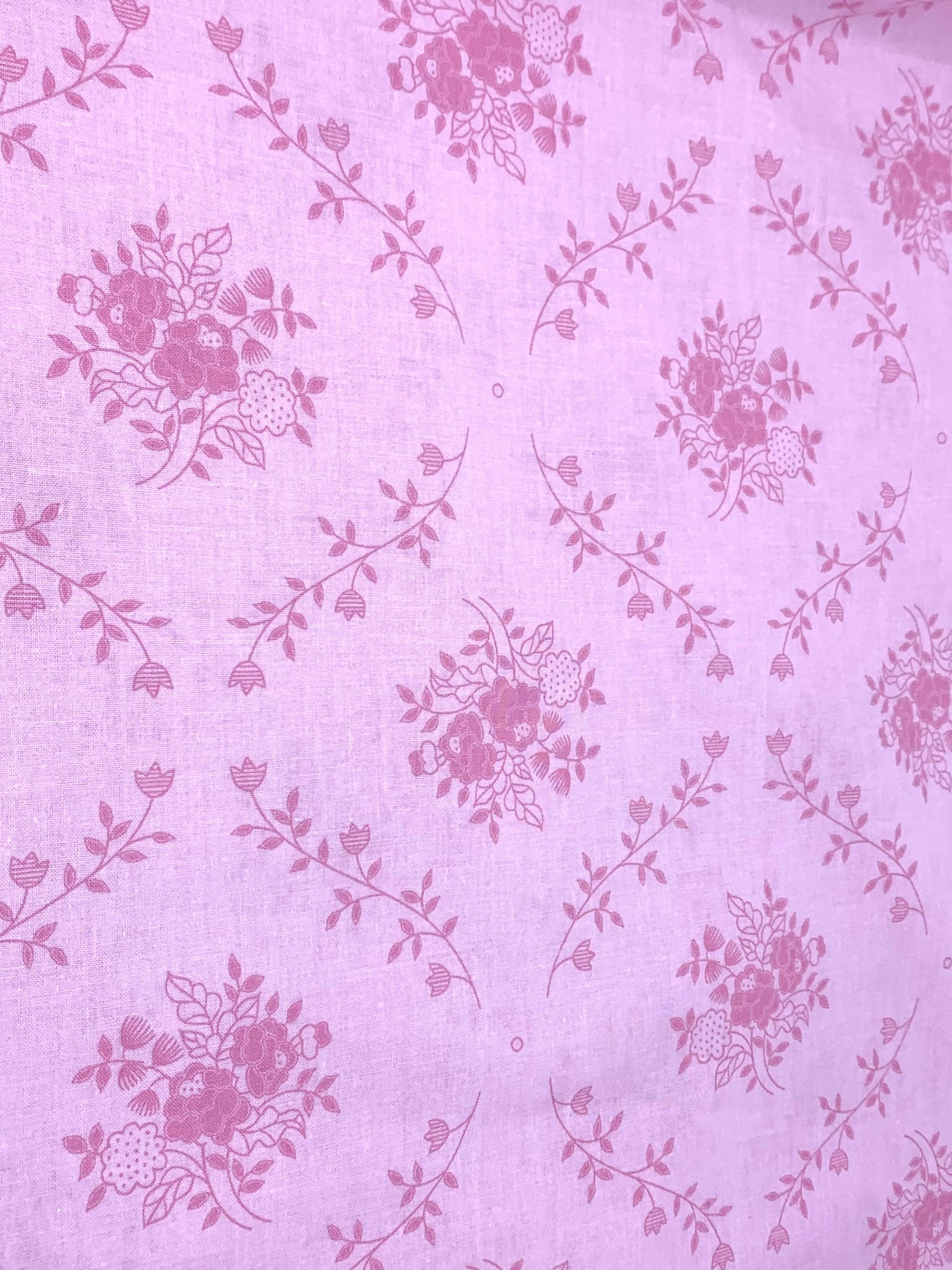 Sweet Floral Bouquet in Light Pink, Pink Fabric Backing, 108 inches wide, Cotton Fabric Wide Yardage