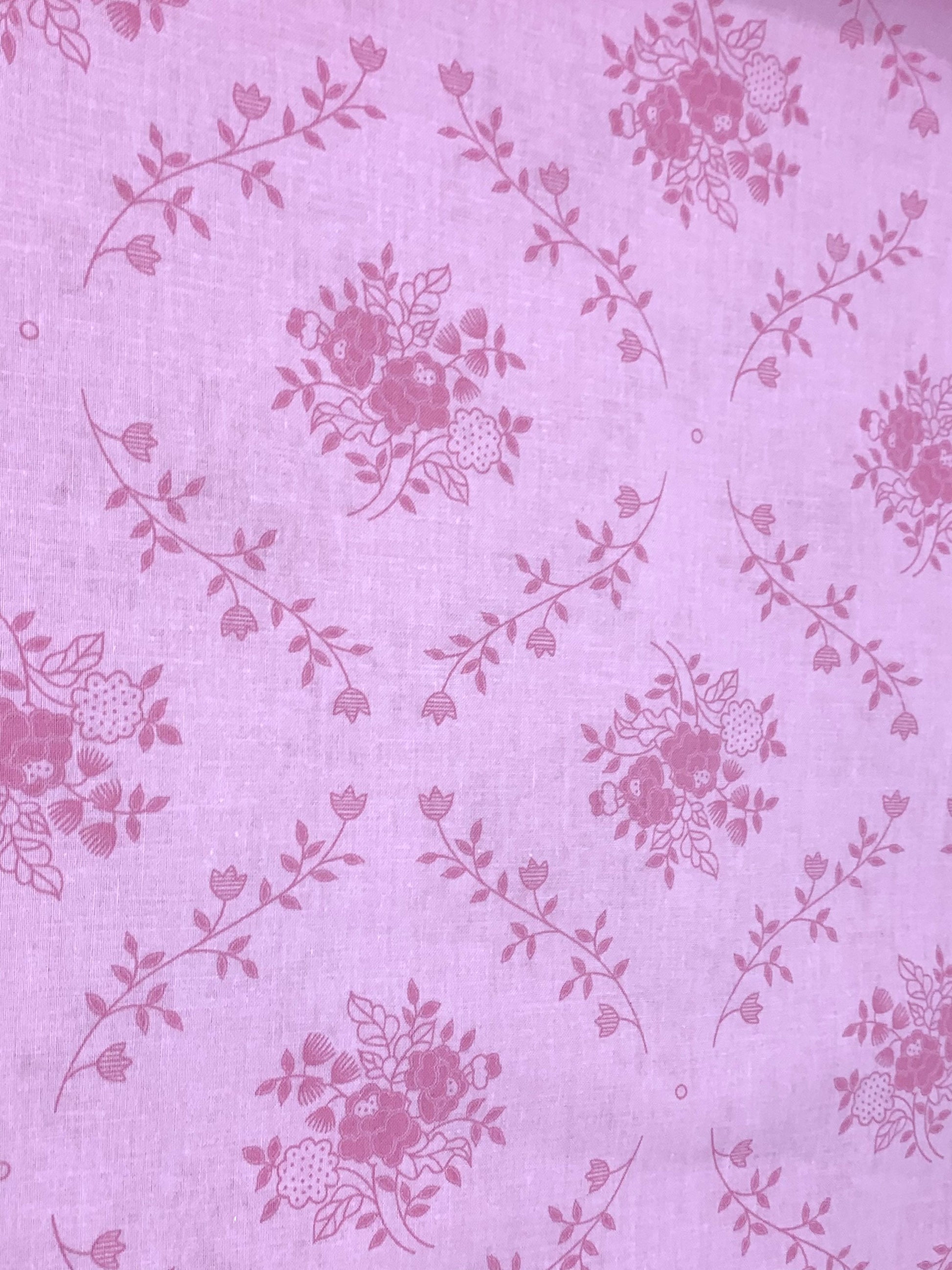 Sweet Floral Bouquet in Light Pink, Pink Fabric Backing, 108 inches wide, Cotton Fabric Wide Yardage