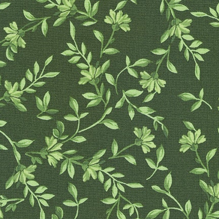 Green Tonal Yardage, Sage Floral, Pretty Sweet, Leaves, Flowers, Fabric Yardage