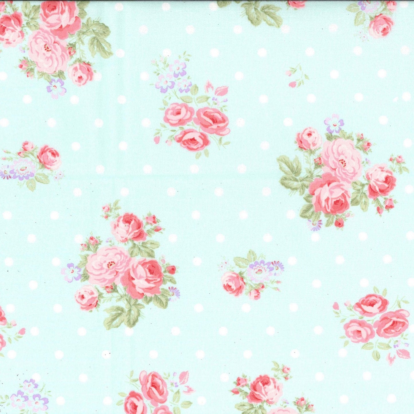 Floral Bouquet - Blue Floral Yardage, Pink, Roses, Flowers, Fabric Traditions, Cotton Fabric Yardage