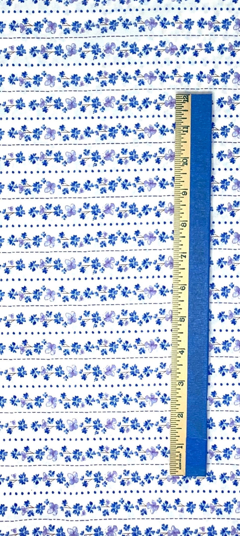 Midnight Hydrangea - Purple Blue Floral Yardage, Small Floral Stripe, Hydrangea