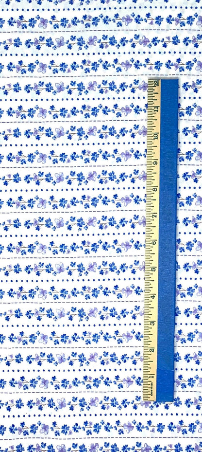 Midnight Hydrangea - Purple Blue Floral Yardage, Small Floral Stripe, Hydrangea