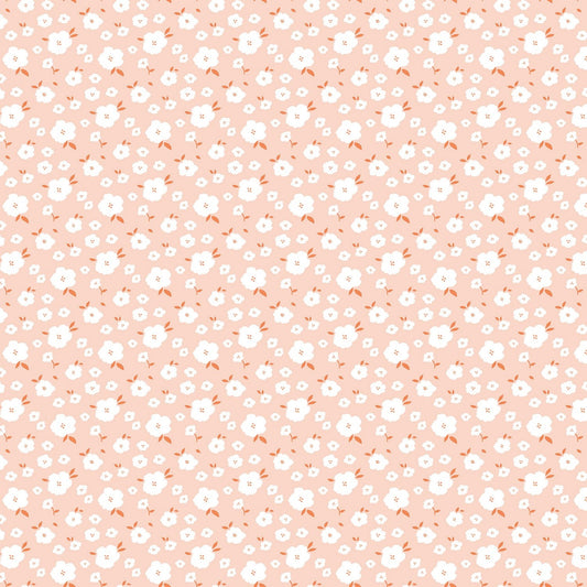 Hidden Cottage Blooms - Floral Fabric Yardage, Blush, Peach, White, Riley Blake, Cotton Yardage