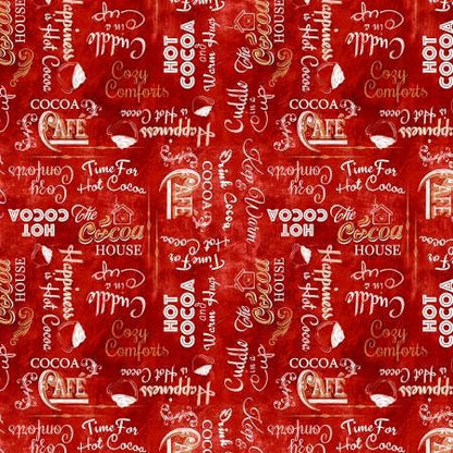 Time for Hot Cocoa - Christmas Fabric 2.5” Strips, Winter, red, black, 40 Fabric Strips Total