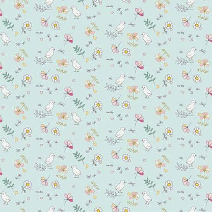 Hidden Cottage - Floral Fabric Strips, Flowers, Birds, Pink, Blue, Gold, Gingham, 2.5 inch strips, 40 Strips Total, Riley Blake