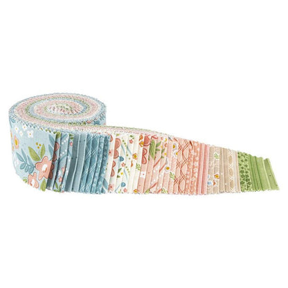 Primrose Hill - Floral Fabric Strips, Pink Blue, Green, Rolie Polie,  2.5 inch strips, 40 Strips Total, Riley Blake