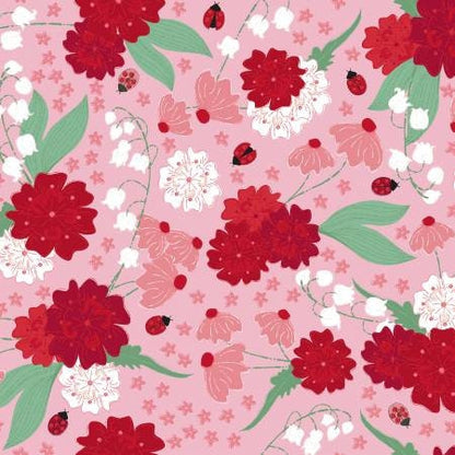 Lady Bug Mania - Floral fabric strips, 2.5 inches, Quilt Fabric, Binding