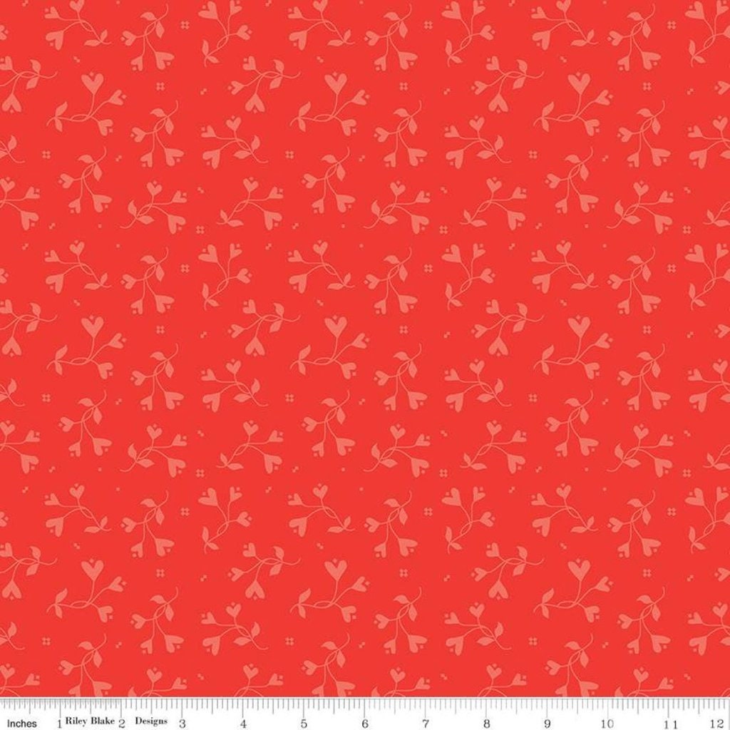 From the Heart - Red Heart Flowers Yardage, Riley Blake, Valentine, Yardage