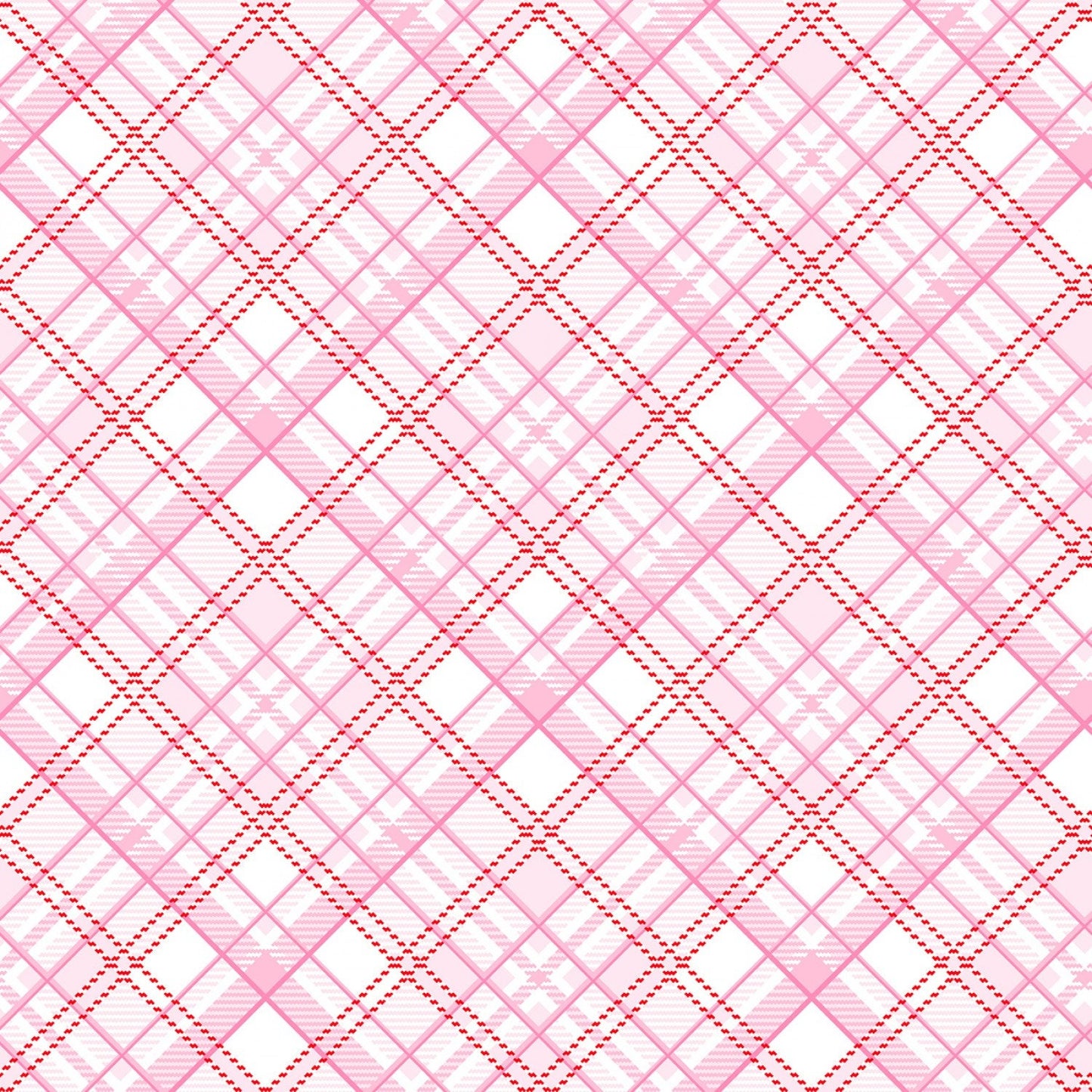 Gnomie Love - Pink Plaid Yardage, Pink Bias Plaid, Henry Glass, yardage