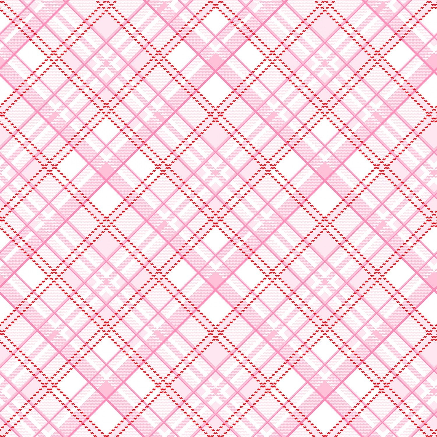 Gnomie Love - Pink Plaid Yardage, Pink Bias Plaid, Henry Glass, yardage