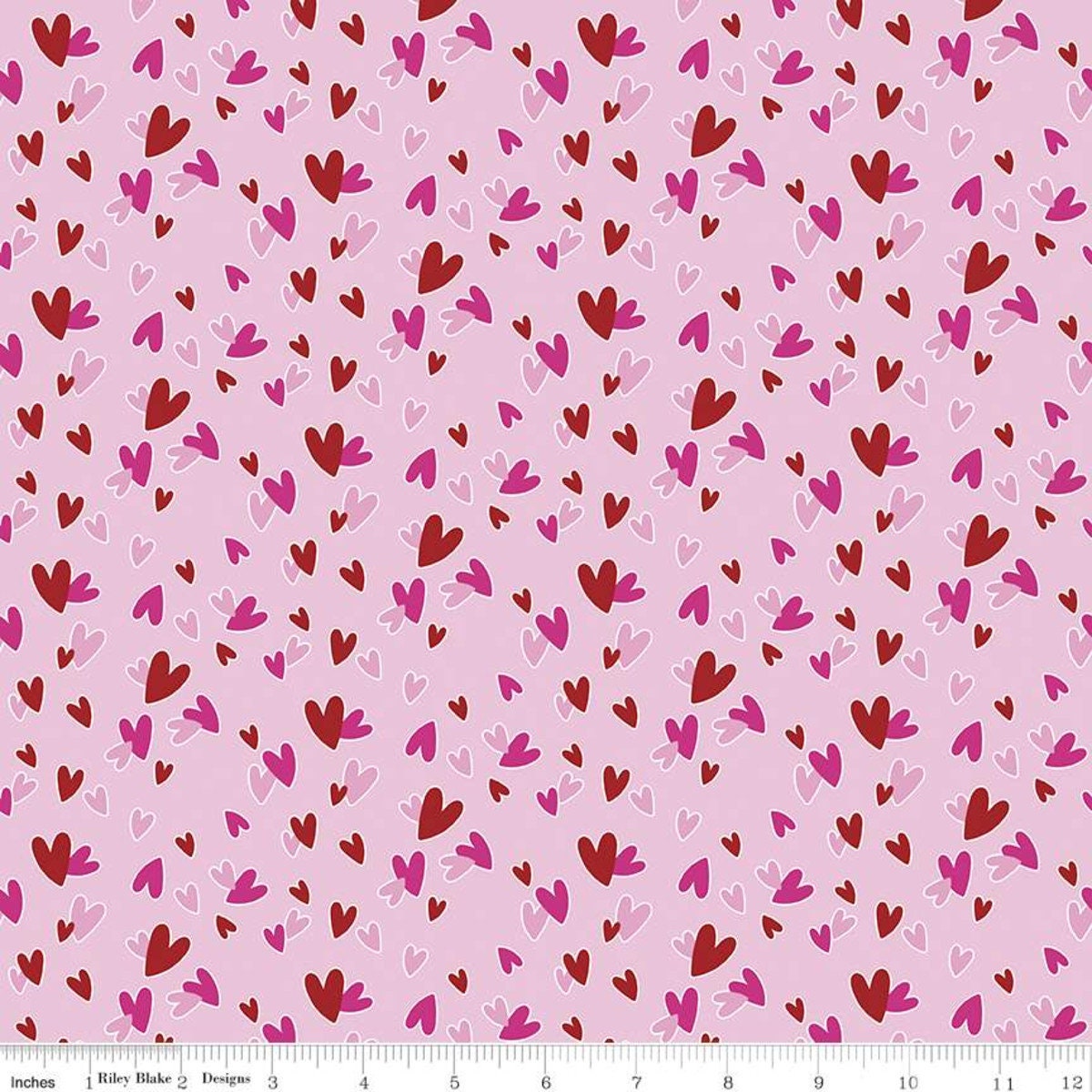 Gnomes in Love - Valentine Heart Gnome Fabric Strips, Pink, Red, Rolie Polie,  2.5 inch strips, 40 Strips Total, Riley Blake