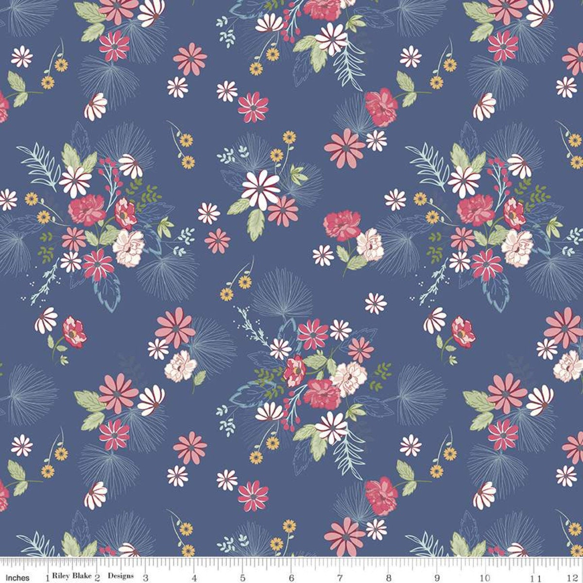 Enchanted Meadow - Floral Fabric Squares, 5 inch Stacker, Charm Pack, blue, pink, red, Riley Blake Designs