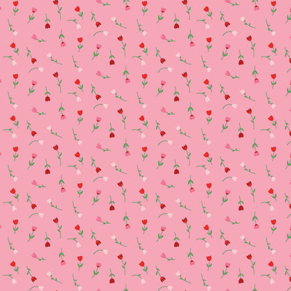 Falling in Love Tulips, - Pink Floral Yardage, Tulips, Pink, Riley Blake,  Cotton Fabric Yardage