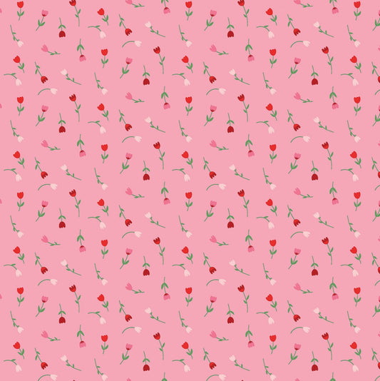 Falling in Love Tulips, - Pink Floral Yardage, Tulips, Pink, Riley Blake,  Cotton Fabric Yardage