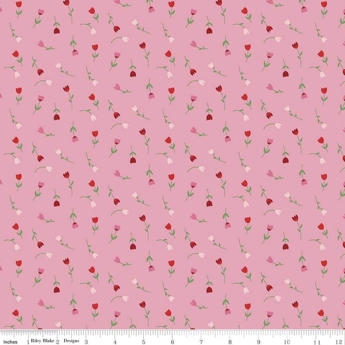 Falling in Love Tulips, - Pink Floral Yardage, Tulips, Pink, Riley Blake,  Cotton Fabric Yardage